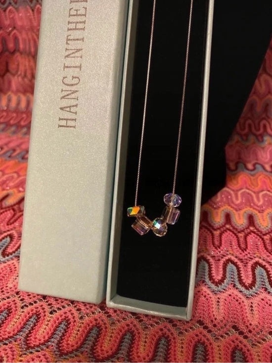 Hanginthere Jewelry - Delicate Multicolor Crystal Bead Necklace - Women's Jewelry